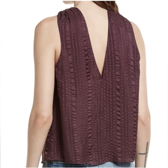 FRAME Deep eggplant sleeveless halter neck blouse size XS - Picture 2 of 15